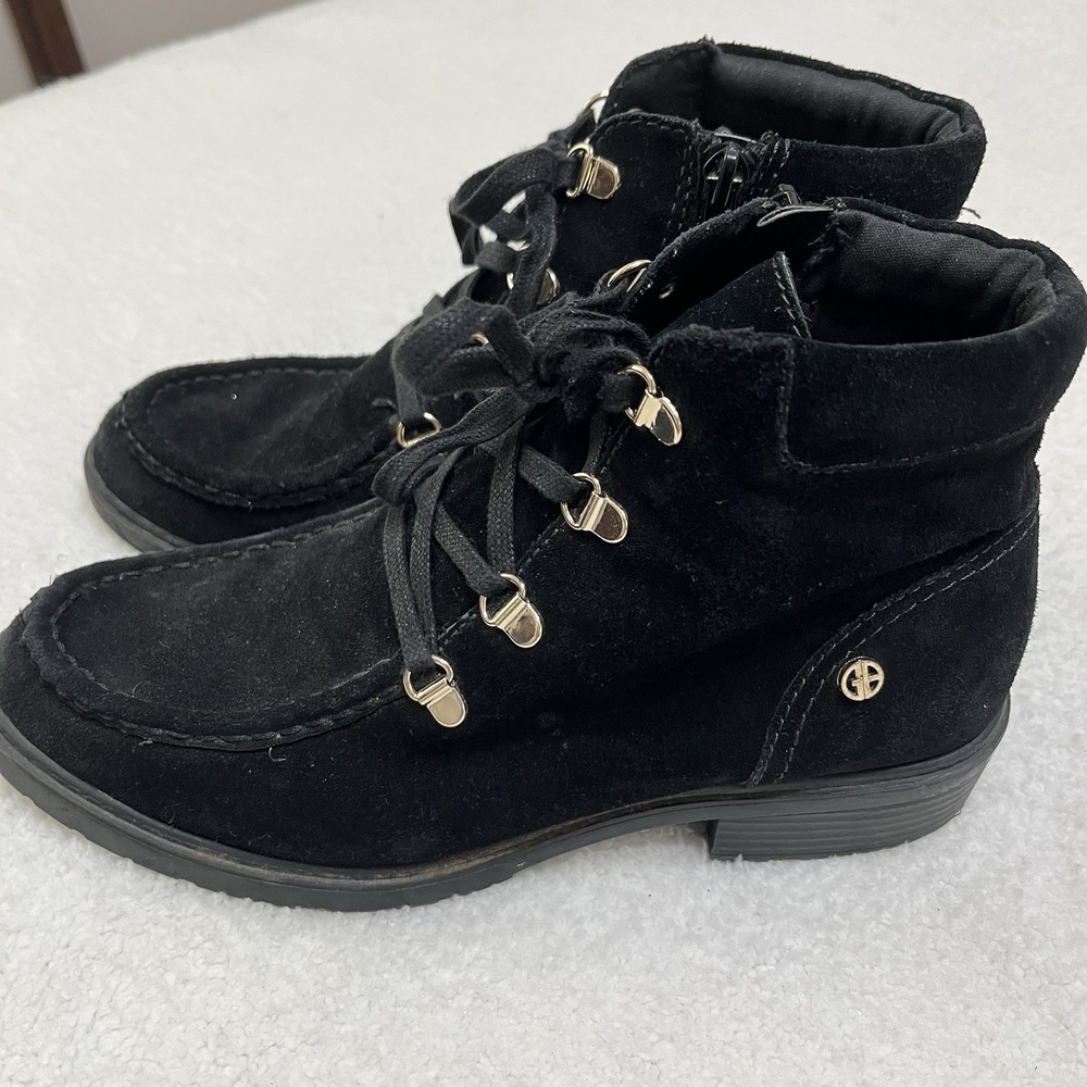 Giani Bernini Better Women's Bootie Size 9 Lace Black Suede Comfort Lug Sole